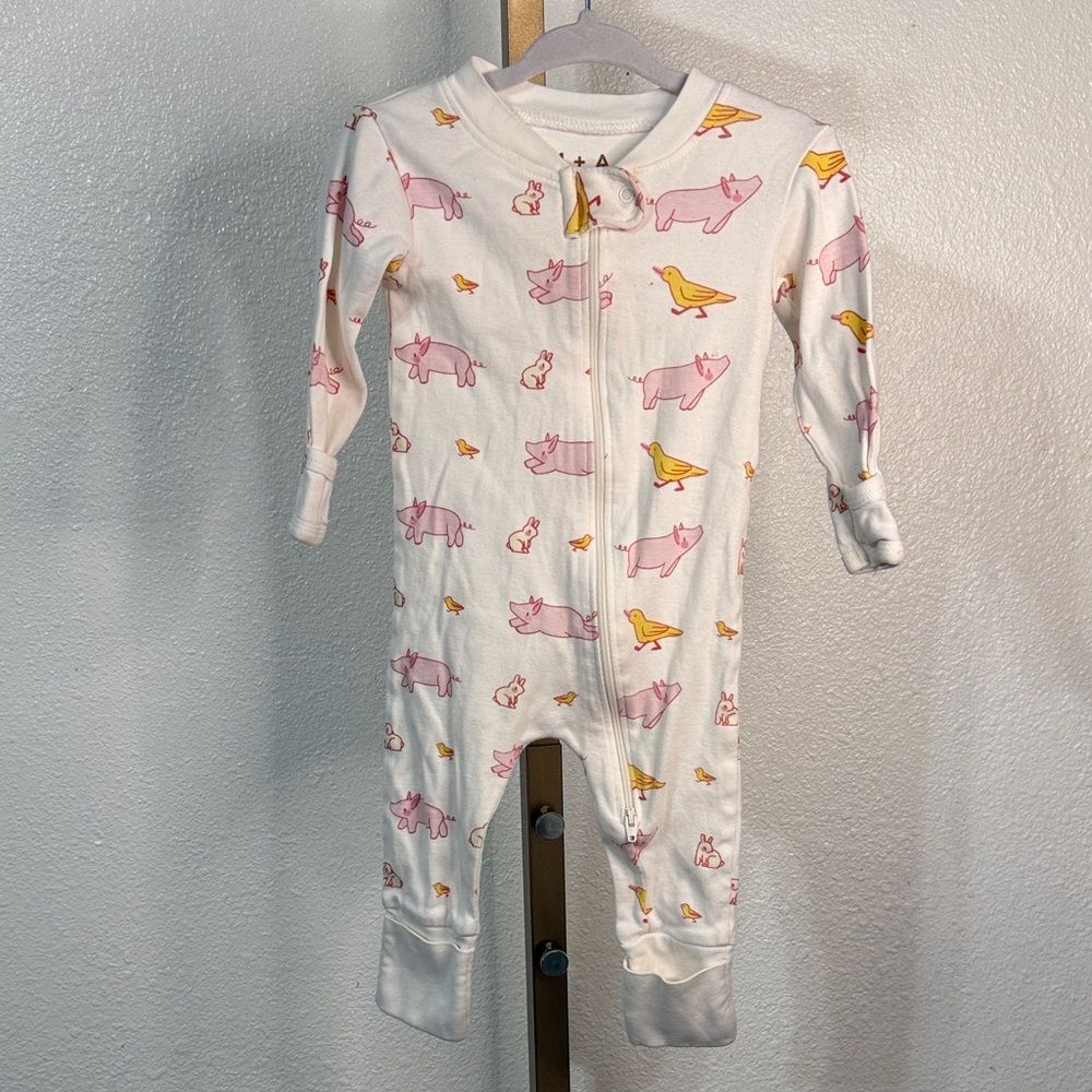 Adorable Pink and Yellow Animal Print Kids One Piece